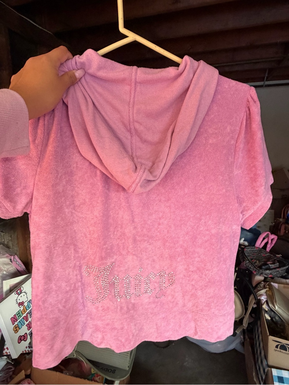 Juicy Couture Pink Rhinestone Logo Hooded Top/shorts